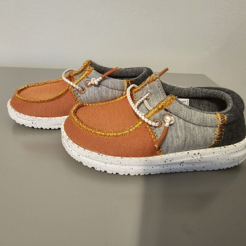 Hey Dude Kids Moccasins in Orange and Gray